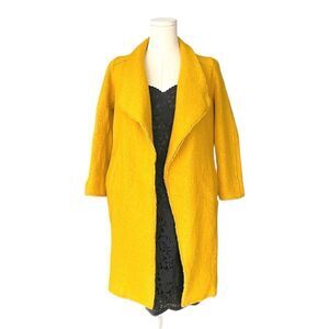 ZARA TRAFALUC EUC outerwear collection Open Front wool coat in Yellow Size S